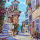 Oil painting city of Italy, cityscape, southern courtyard,, Pictures, Krasnodar,  Фото №1