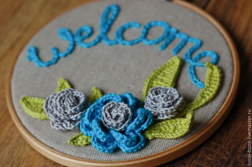 Панно на пяльцах "Welcome" в интернет-магазине на Ярмарке Мастеров ...
