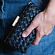 Leather clutch bag 'Woven' black, Clutches, St. Petersburg,  Фото №1