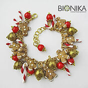 Jewelry set polymer clay: Bib – choker, necklace,earring Golden flower