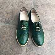 Обувь ручной работы handmade. Livemaster - original item Oxford shoes green reptile/green. Handmade.