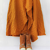 Одежда handmade. Livemaster - original item Skirt in the style of boho made of linen mustard color. Handmade.