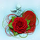 Сердечко - магнитик с розой, Подарки на 14 февраля, Москва,  Фото №1