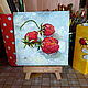 Painting Strawberry Still Life with berries Oil 15 x 15 Three strawberries. Pictures. matryoshka (azaart). My Livemaster. Фото №4