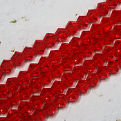Материалы для творчества handmade. Livemaster - original item Biconuses 4 mm 45 pcs on a string Bright red. Handmade.