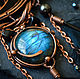 MoonSun copper necklace with labradorite and feathers. Necklace. Strangell Jewelry. My Livemaster. Фото №5