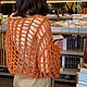 Crop top with sleeves mesh cotton color terracotta oversize in stock, Shirts-nets, Yoshkar-Ola,  Фото №1