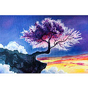 Картины и панно handmade. Livemaster - original item Oil Painting Blooming Tree Sakura Painting Mountain Painting. Handmade.