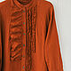 Terracotta boho blouse with ruffles. Blouses. LINEN & SILVER ( LEN i SEREBRO ). Ярмарка Мастеров.  Фото №4