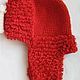 Knitted red hat with earflaps, Hat with ear flaps, Novosibirsk,  Фото №1