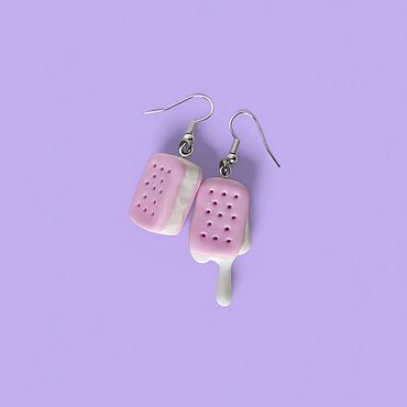 Серьги "Клубничное мороженое-сэндвич". . Украшения ручной работы - Ярмарка Мастеров Украшения ручной работы. Ярмарка Мастеров - ручная работа Серьги "Клубничное мороженое-сэндвич". Handmade.
