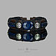 leather men's bracelet with lapis lazuli and inserts 925 silver. Hard bracelet. malajemma. My Livemaster. Фото №6