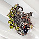 925 silver ring with natural dark opal and chrysolites. Rings. Silverjewels. My Livemaster. Фото №5