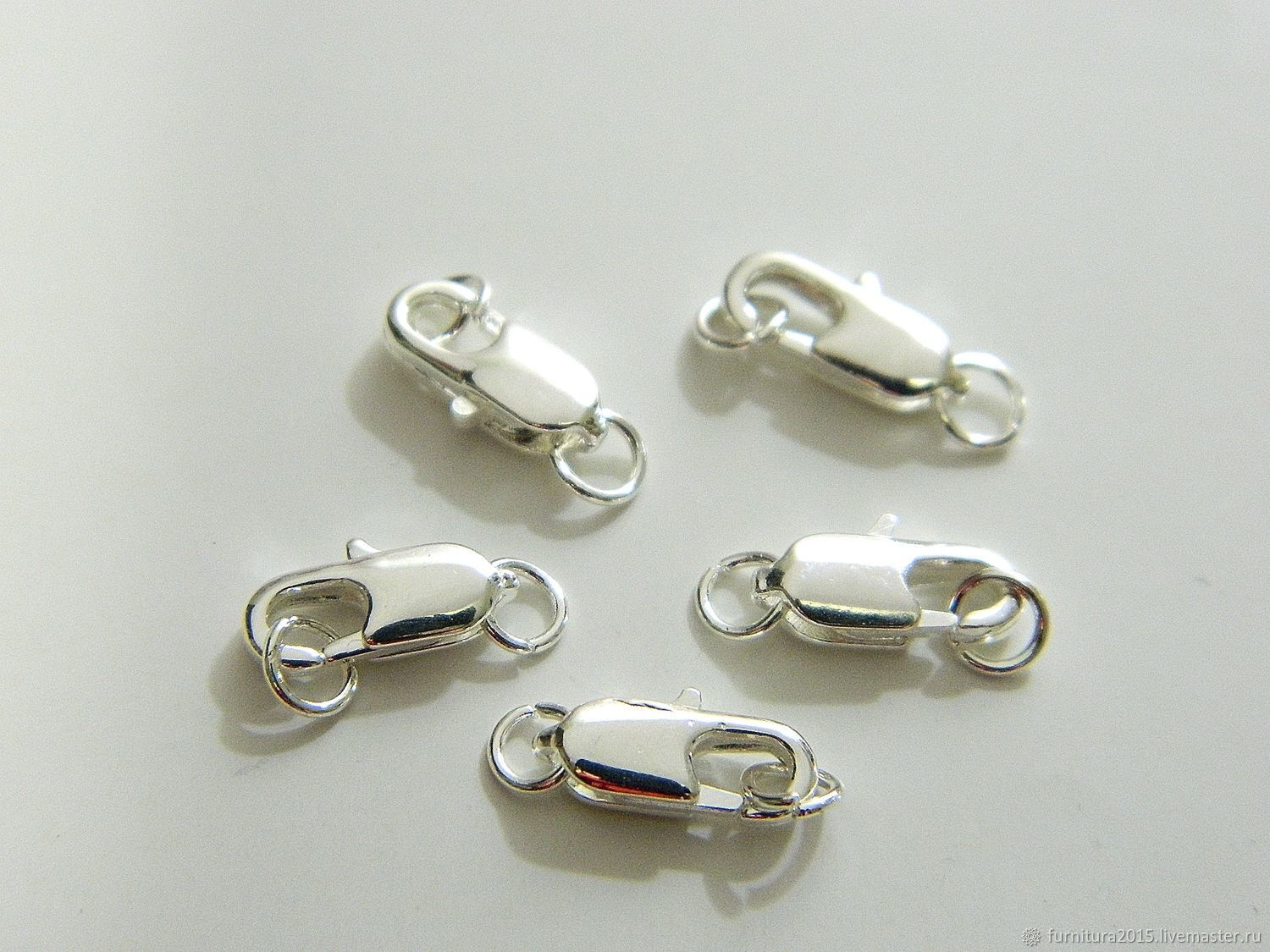 Locks of 12 mm rhodium for jewelry(Yu.Korea). pc, Accessories for jewelry, Saratov,  Фото №1