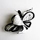 Automatic Hair Clip Contrast Flower Made of Leather Black and white Loops. Hairpins. De-Si-Re. Online shopping on My Livemaster.  Фото №2