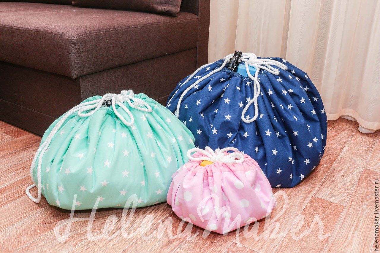 Плеймат 100 см, игровой коврик для девочки, мешок для игрушек Бабочки в ...