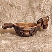 Carved Mug, Kuksa with Slavic ornament. Travel bowl, bucket