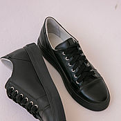 High women's sneakers made of genuine leather