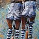 Картина масло Две девушки на велосипедах (полосатый бирюзовый рыжий). Картины. Pastel (Бахматова Елена). Интернет-магазин Ярмарка Мастеров.  Фото №2