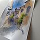 Watercolor Urban landscape Street (beige blue). Pictures. Pastelena. My Livemaster. Фото №4