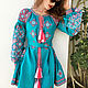 Turquoise dress with wedges "Spring Beauty", Dresses, Kiev,  Фото №1