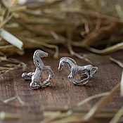 Украшения handmade. Livemaster - original item Horse earrings silver Posey. Handmade.