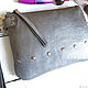 Leather clutch with loop handle. Silver. Clutches. anastasia_simonova_bags. Online shopping on My Livemaster.  Фото №2