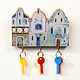 Wooden Key holder Blue Houses, Housekeeper, Kaliningrad,  Фото №1