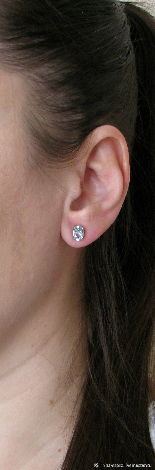 Earrings with Topaz in Silver, Silver Topaz stud earrings, Stud earrings, Moscow,  Фото №1
