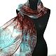 Scarf turquoise with brown fabric cotton with silk. Scarves. Silk scarves gift for Womans. My Livemaster. Фото №4