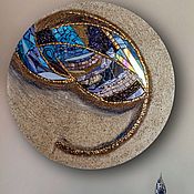 Мозаика модульная картина миниатюра в синих тонах с камнями