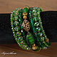 Multi-row bracelet on memory wire made of lampwork beads green. Bead bracelet. BijouSiberia. Online shopping on My Livemaster.  Фото №2