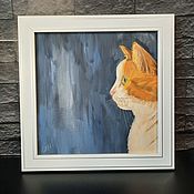Картины и панно handmade. Livemaster - original item Red cat oil painting in a frame. Handmade.
