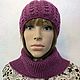 The set is knitted in cranberry color. Headwear Sets. Cozy corner (nadejdamoshkina). My Livemaster. Фото №4