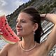 Серьги «Веера инь янь» с цепочкой и жемчугом. Серьги классические. Точка Ветра. Ярмарка Мастеров.  Фото №5