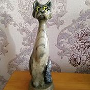 Для дома и интерьера handmade. Livemaster - original item Sculpture cat from natural Ural ornamental stone Calcite. Handmade.