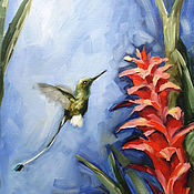 Картины и панно handmade. Livemaster - original item Hummingbird Oil painting 30 x 40 cm Tropical bird. Handmade.