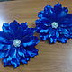 Elastic band for hair 'Blue flower' made of satin ribbons. Scrunchy. Kрамелена - Подарки любимым. My Livemaster. Фото №6