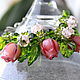 Браслет лэмпворк розы в саду 
Браслет выполнен из  скульптурных стеклянных бусин ручной работы в технике лэмпворк | lampwork