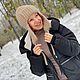 Шапка-ушанка вязаная УМА пух норки крем-брюле. Шапка-ушанка. Вязаный кэжуал  UNIC Ирина. Ярмарка Мастеров.  Фото №4
