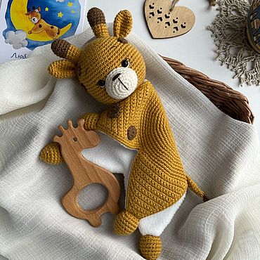 Работы для детей, ручной работы. Ярмарка Мастеров - ручная работа Игрушка для новорождённого комфортер Жираф, сплюшка игрушка. Handmade.