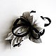 Automatic Hair Clip Contrast Flower Made of Leather Black and white Loops. Hairpins. De-Si-Re. My Livemaster. Фото №5