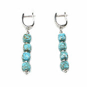 Украшения handmade. Livemaster - original item Turquoise earrings in silver, turquoise earrings English castle. Handmade.