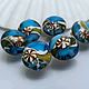 Заказать Бусины Стеклянные лэмпворк "На дне морском голубые" Lampwork. Оксана Искуснова украшения лэмпворк (SOVARTstudio). Ярмарка Мастеров. . Бусины Фото №3