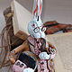 Елочная игрушка заяц кролик с книгой и трубкой. Елочные игрушки. Ольга Олефиренко (botanicdecor). Интернет-магазин Ярмарка Мастеров.  Фото №2