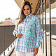 Order Shirt in men's style in a checkered turquoise with an ornament. NATALINI. Livemaster. . Shirts Фото №3