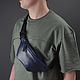 Men's leather waist bag 'Sigma S' (Dark blue), Waist Bag, Yaroslavl,  Фото №1