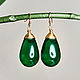 Large emerald drop earrings in 24K gold. Earrings. Aliento-jewerly (alientojewelry). Online shopping on My Livemaster.  Фото №2