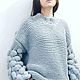 Sweater bomber jacket volume gray sweater for woman large knitted. Sweaters. SweaterStudio. My Livemaster. Фото №6
