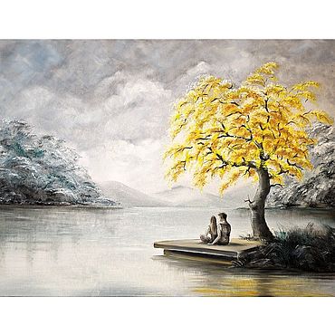 Картины и панно ручной работы. Ярмарка Мастеров - ручная работа Счастье любит тишину (масло 50х70 в багете). Handmade.